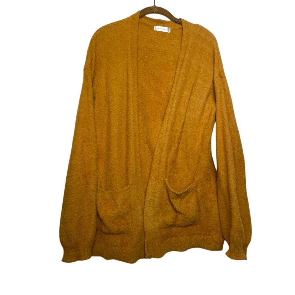 Retrology Textured Oversized Chunky Cardigan Mustard Slouchy Baggy Sweater M